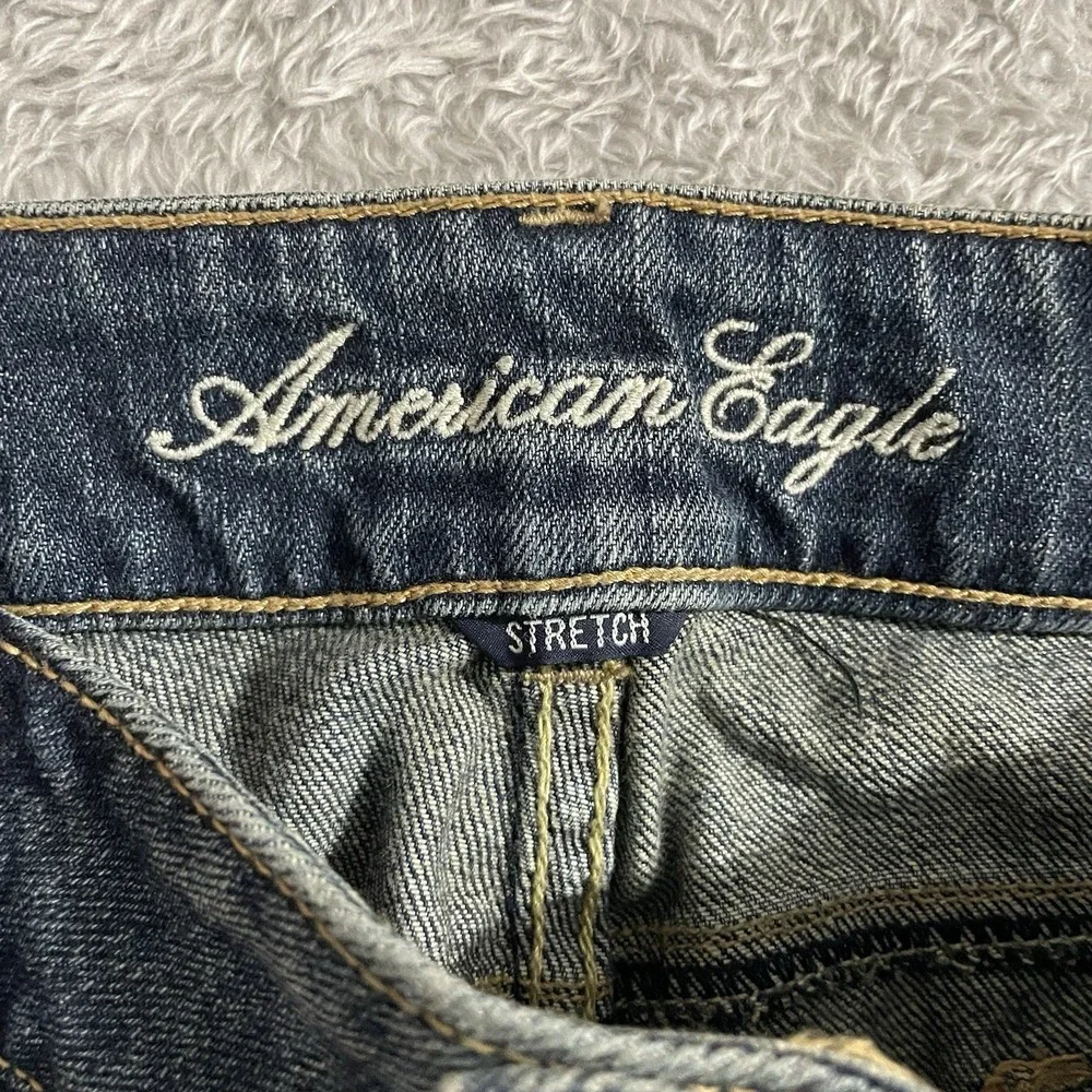 American Eagle Jeans Womens Size 10 Artist Low Rise Dark Wash Blue Denim Stretch - Picture 2 of 8